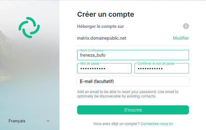 Figure 17: Création du compte utilisateur et du mot de passe